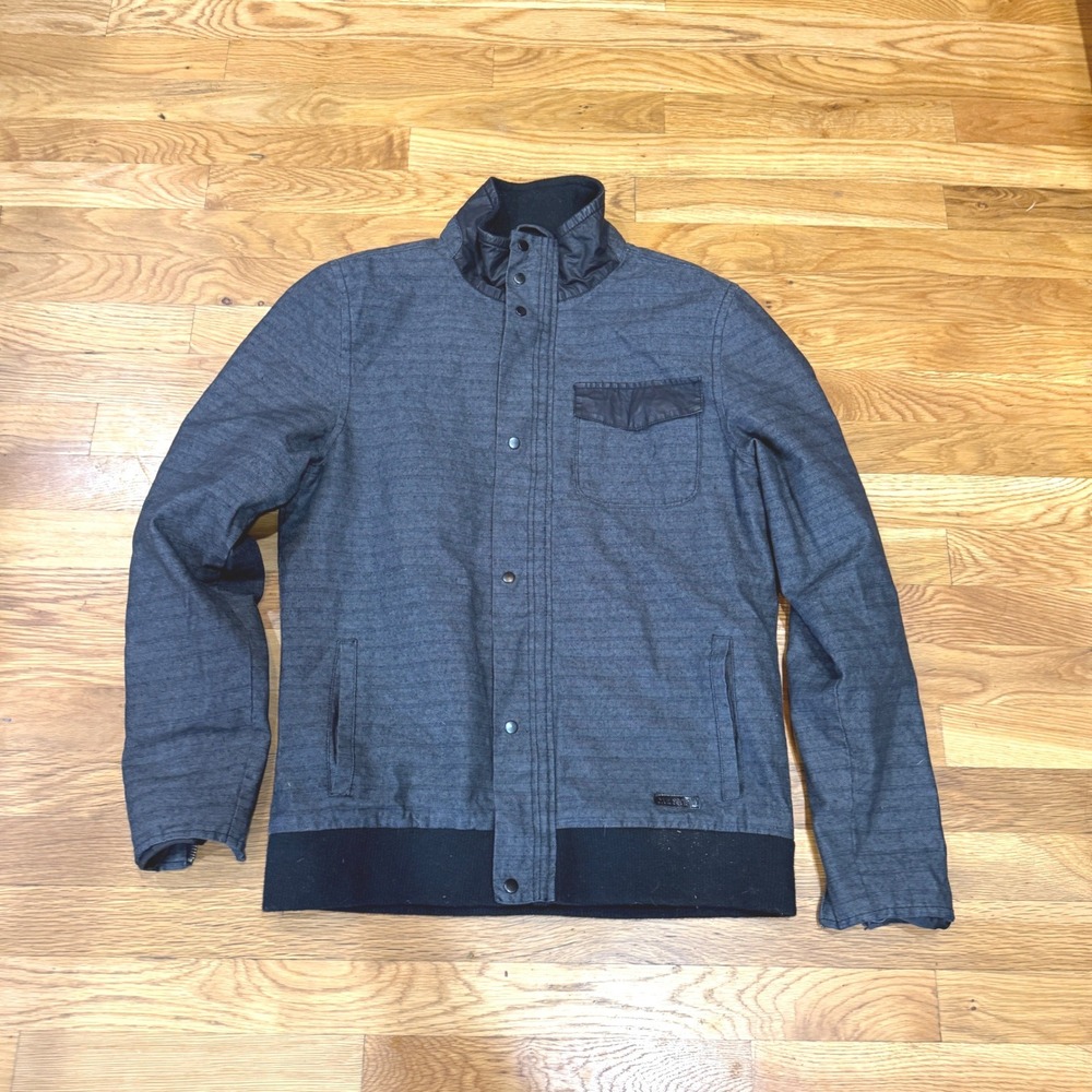 Civil Society Los Angeles Mens Charcoal Grey Textured Bomber Jacket Medium M